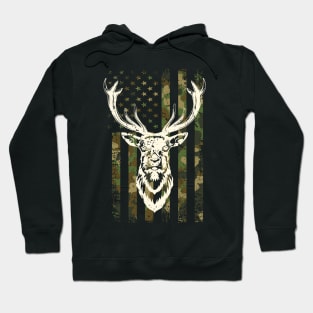 Camouflage Deer Hunting America Flag Hoodie